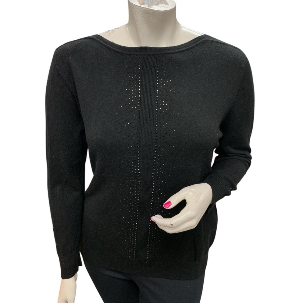 Kay Dee Chic Black Crew Neck Sweater Size Xl
